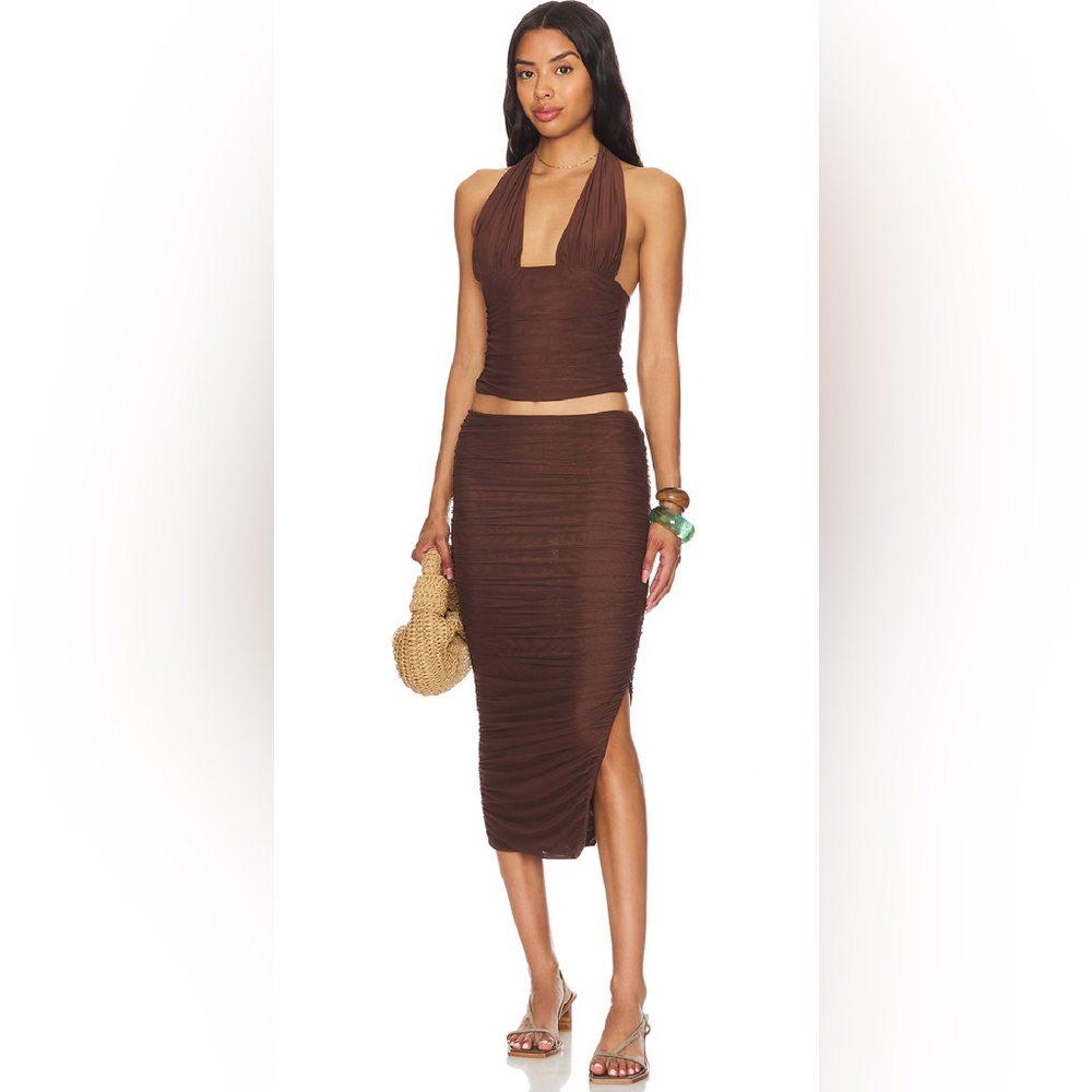 Brown Pia Mesh Midi Skirt Size M SER.O.YA (New With Tags!)
